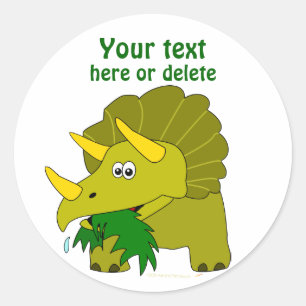 Niedlich Green Triceratops Cartoon Dinosaurier Runder Aufkleber