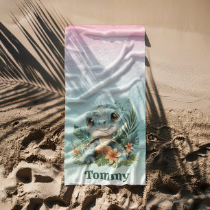 Niedlich Green Turtle Cloud Sky Boy Strandtuch