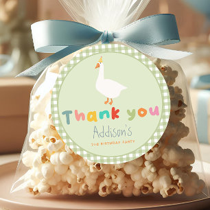 Niedlich Green Two Albern Gans 2. Geburtstag Gunst Runder Aufkleber