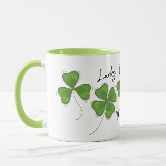 Niedlich Green Vierblättriges Kleeblatt Personalis Tasse (Links)