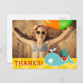 Niedlich Green Whale Girl Birthday Foto Vielen Dan Postkarte (Vorne/Hinten)