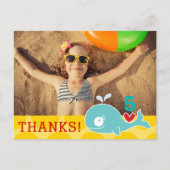 Niedlich Green Whale Girl Birthday Foto Vielen Dan Postkarte (Vorderseite)
