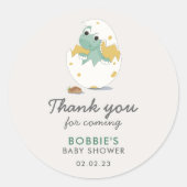 Niedlich Green Yellow Dino Theme Kinderdusche Dank Runder Aufkleber (Vorderseite)