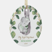 Niedlich Greenery Baby Elephant Erste Weihnachtsfe Keramik Ornament (Rechts)