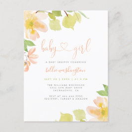 Niedlich Greenery Blush Blumenschrift Girl Baby Sh Einladungspostkarte