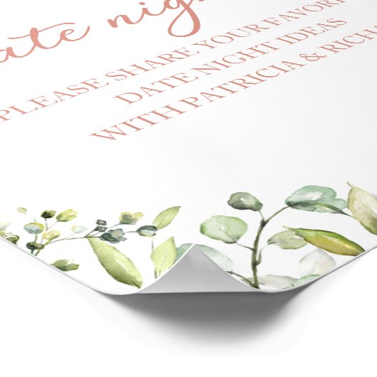 Niedlich Greenery Brautparty Datum Nacht Jar Sign Poster (Ecke)