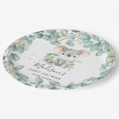 Niedlich Greenery Koala Baby Boy Dusche Geburtstag Pappteller (Schrägansicht)