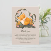 Niedlich Greenery Little Fox Babydusche Dankeskarte (Stehend Vorderseite)