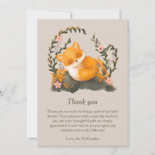 Niedlich Greenery Little Fox Babydusche Dankeskarte