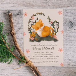 Niedlich Greenery Little Fox Babydusche Einladung