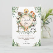 Niedlich Greenery Welpe Hund Geburtstag Vielen Dan Dankeskarte (Stehend Vorderseite)