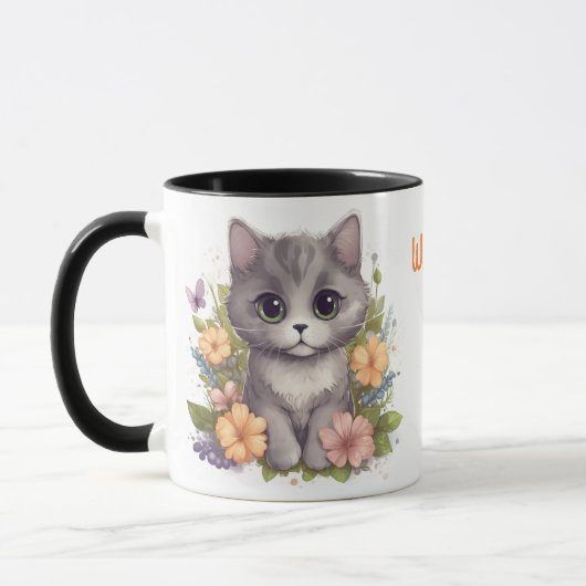 Niedlich Grey Kitten World's Best Cat Mama Tasse (Links)