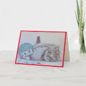 Niedlich Grey Tabby Cat Kitten Art Weihnachtskarte Karte (Rückseite)