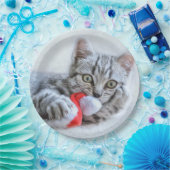 Niedlich Grey Tabby Cat Weihnachtsfeiertag Xmas Pappteller (Party)