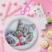 Niedlich Grey Tabby Cat Weihnachtsfeiertag Xmas Pappteller (Party)