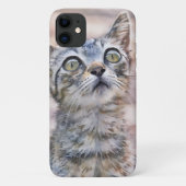 Niedlich Grey Tabby Kitten Art Phone Case (Rückseite)