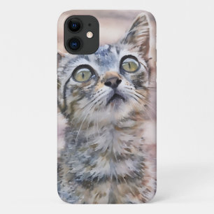Niedlich Grey Tabby Kitten Art Phone Case