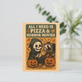 Niedlich Grim Sensenmann Pizza Funny Halloween Postkarte (Stehend Vorderseite)