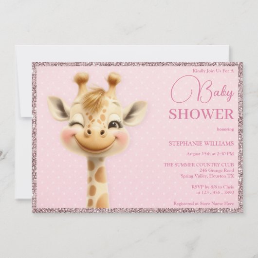Niedlich Grinning Baby Giraffe, Babydusche Einladung (Vorderseite)