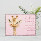 Niedlich Grinning Baby Giraffe, Babydusche Einladung (Stehend Vorderseite)