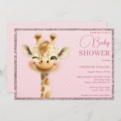 Niedlich Grinning Baby Giraffe, Babydusche Einladung (Vorne/Hinten)
