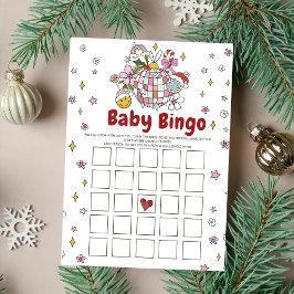 Niedlich Groovy Christmas Baby Shower Bingo Games Einladung
