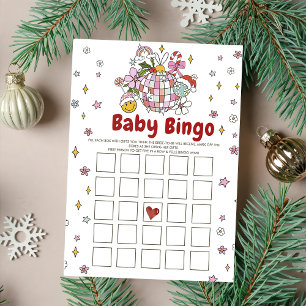 Niedlich Groovy Christmas Baby Shower Bingo Games  Einladung