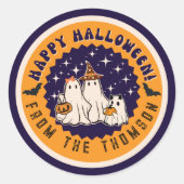 Niedlich Groovy Ghost Happy Halloween Sticker (Vorderseite)