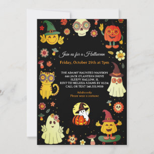 Niedlich Groovy Halloween-Party Einladung