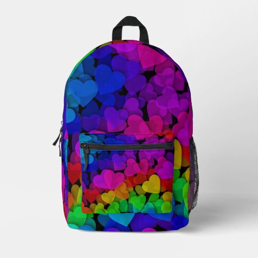 Niedlich Groovy Hearts Rainbow Bedruckter Rucksack (Vorderseite)