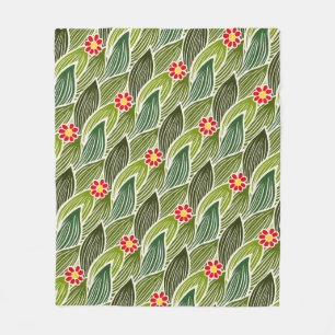 Niedlich Groovy Hippie Red Green Daisy Blumenmuste Fleecedecke