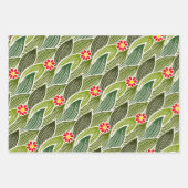 Niedlich Groovy Hippie Red Green Daisy Blumenmuste Geschenkpapier Set (Vorderseite 3)
