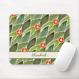 Niedlich Groovy Hippie Red Green Daisy Blumenmuste Mousepad