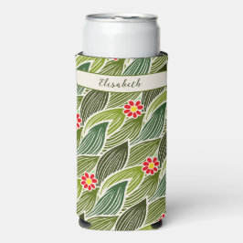 Niedlich Groovy Hippie Red Green Daisy Blumenmuste Selters Dosenkühler