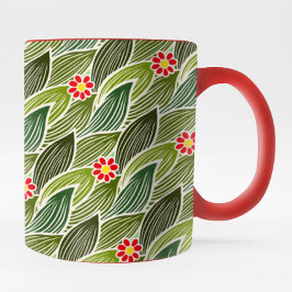 Niedlich Groovy Hippie Red Green Daisy Blumenmuste Tasse