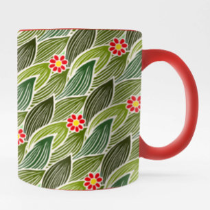 Niedlich Groovy Hippie Red Green Daisy Blumenmuste Tasse