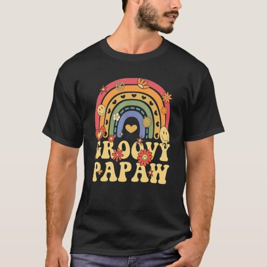 Niedlich Groovy Papaw Retro Groovy Rainbow T-Shirt (Vorderseite)