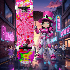 Niedlich Groovy Pink Abstrakt Spiral Skateboard