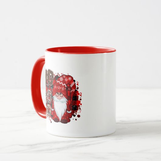Niedlich Groovy Red Gnome Weihnachtsfrauen Tasse (Vorderseite Links)