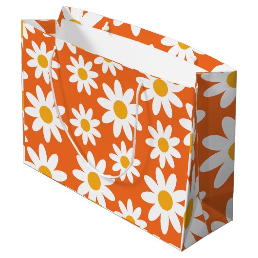 Niedlich Groovy Retro Daisy  Große Geschenktüte (Rückseite Schrägansicht)