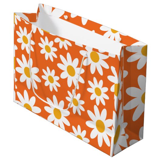 Niedlich Groovy Retro Daisy  Große Geschenktüte (Vorderseite Schrägansicht)