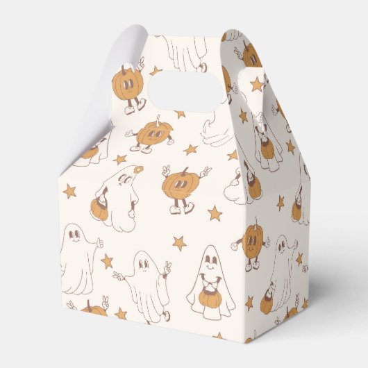 Niedlich Groovy Retro Ghost Pumpkin Halloween Cust Geschenkschachtel (Rückseite)