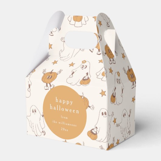 Niedlich Groovy Retro Ghost Pumpkin Halloween Cust Geschenkschachtel (Vorderseite)