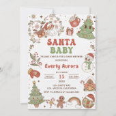 Niedlich Groovy Santa Christmas Baby Dusche Einladung (Vorderseite)