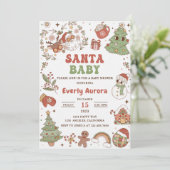 Niedlich Groovy Santa Christmas Baby Dusche Einladung (Stehend Vorderseite)