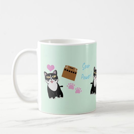 Niedlich Grouchy Sour Puss Cat Pattern Cartoon Kaffeetasse (Links)