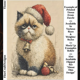 Niedlich Grumpy Christmas Cat EB1R Decoupage Seidenpapier