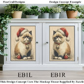 Niedlich Grumpy Christmas Cat EB1R Decoupage Seidenpapier