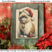Niedlich Grumpy Christmas Cat EB1R Decoupage Seidenpapier