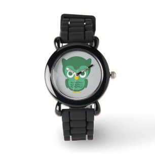 Niedlich-grün-gelb-Cartoon Owl 2 Armbanduhr